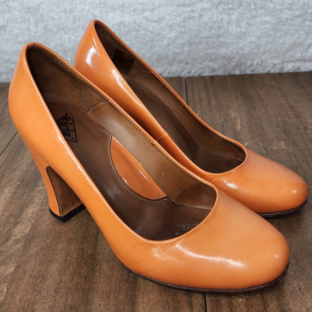 John Fluevog Orange Patent Leather Heels